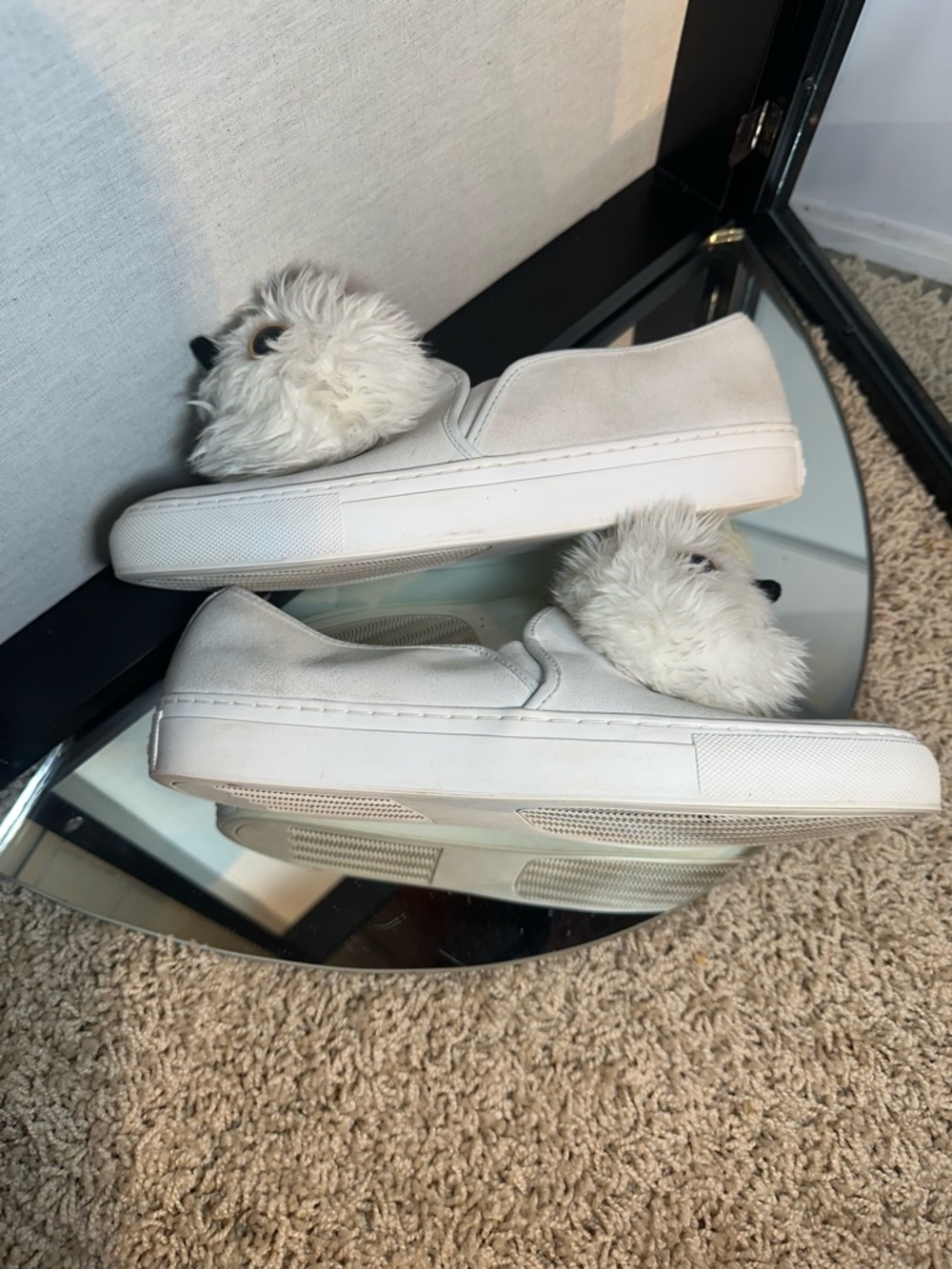 Katy Perry Owl Slip-On S suede Sneakers 7.5 white novelty - Picture 2 of 12